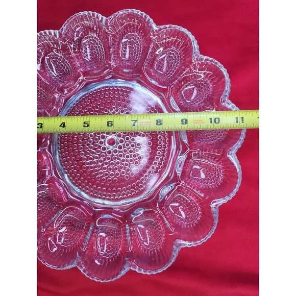 Deviled Egg Relish Platter Set Round Serving Tray 11" Hobnail VTG Indiana Glass - Picture 11 of 15